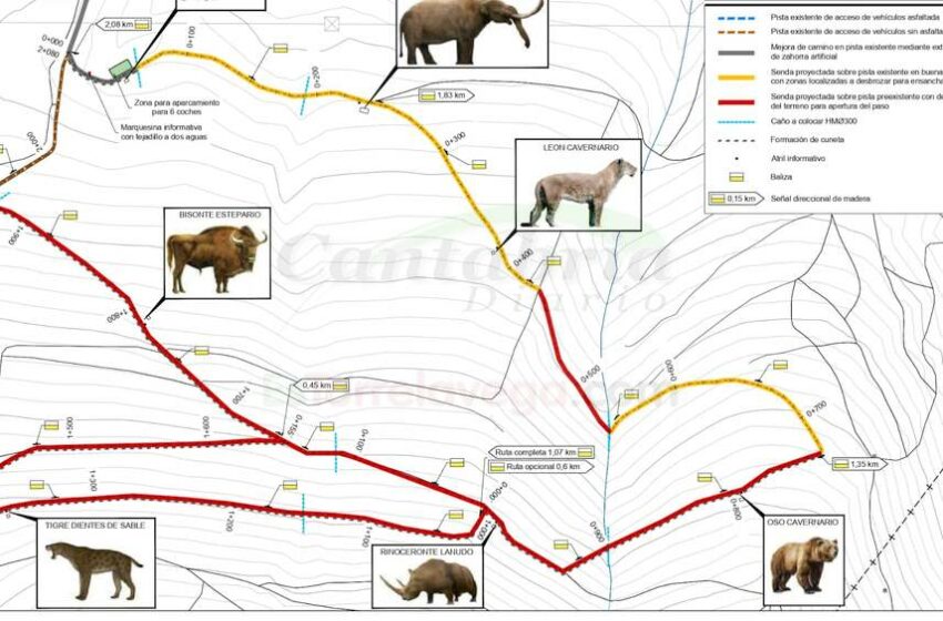 Sale a información pública la ruta familiar de animales del cuaternario en el monte Dobra